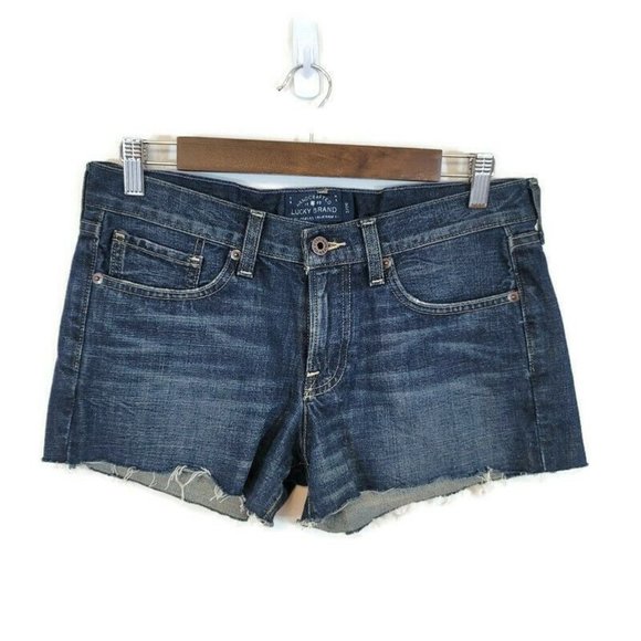 Lucky Brand Pants - Lucky Brand Womens Dark Wash Denim Jean Cutoff Shorts Size 2/26 Mid Rise Cotton